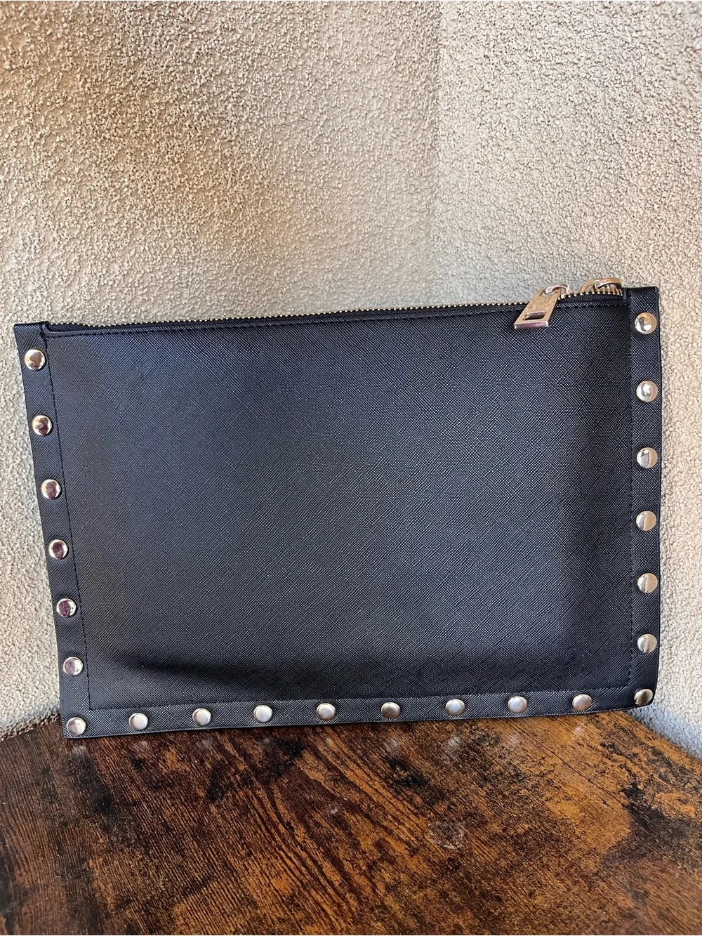 White House Black Market Black Wristlet Clutch with Pink Floral Print - Picture 4 of 11